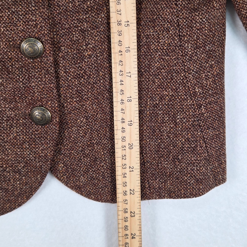 Vintage Brooks Brothers Skirt Suit Womens 10/8 Brown Wool Tweed Velvet Trim Vtg - Picture 9 of 13